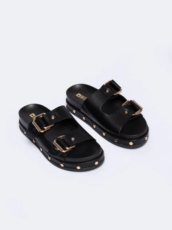 Klapki damskie na podwyższonej podeszwie czarne NN274082 906