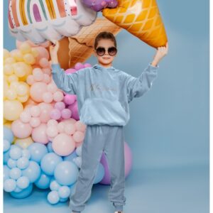 Welurowy dres dziecięcy - GIZMO - błękitny