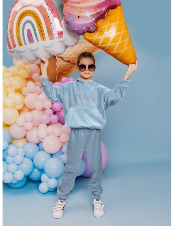 Welurowy dres dziecięcy - GIZMO - błękitny