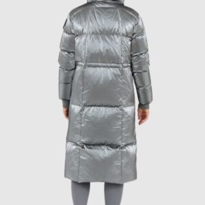BLAUER Srebrny puchowy płaszcz damski Naomi z odpinanym kapturem