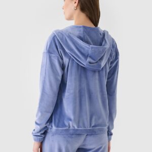 4F Bluza dresowa z weluru rozpinana z kapturem damska - granatowa