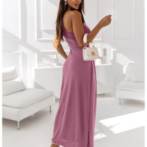 Sukienka maxi na jedno ramię BLANKA - brudny róż