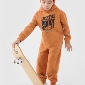 4F Bluza dresowa nierozpinana z kapturem chłopięca - pomarańczowa 164 (13-14 lat)