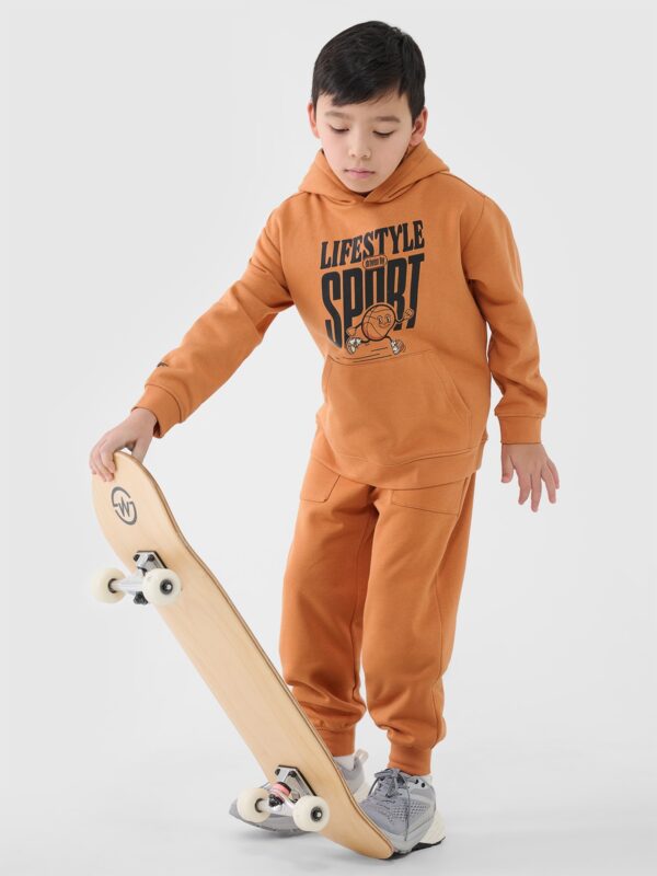 4F Bluza dresowa nierozpinana z kapturem chłopięca - pomarańczowa 164 (13-14 lat)