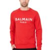BALMAIN Czerwona męska bluza Printed Sweatshirt