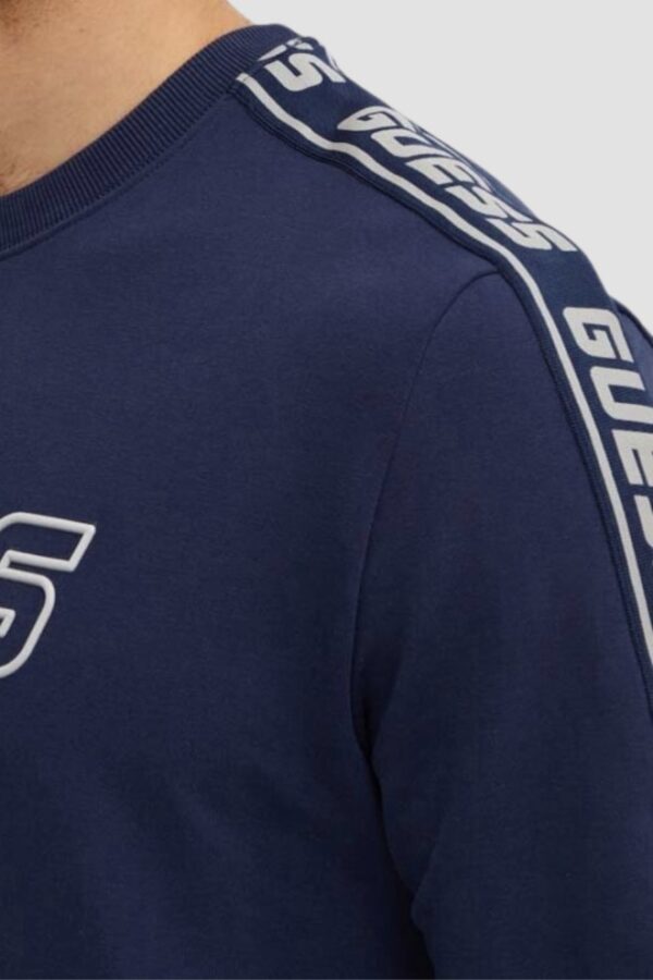 GUESS Granatowa męska bluza z lampasami Arlo Cn