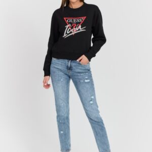 GUESS Czarna damska bluza Icon z dużym logo