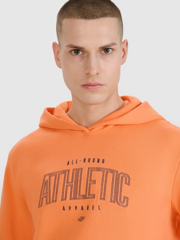 4F Bluza dresowa nierozpinana z kapturem męska - pomarańczowa