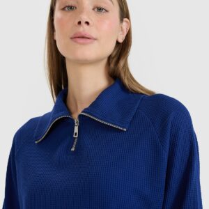 4F Bluza dresowa oversize nierozpinana bez kaptura damska - granatowa