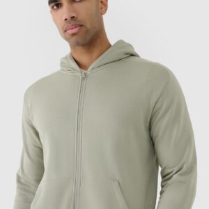 4F Bluza dresowa rozpinana z kapturem męska - khaki