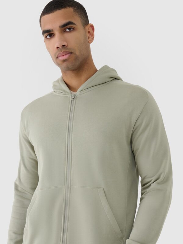 4F Bluza dresowa rozpinana z kapturem męska - khaki