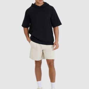 4F Bluza dresowa z krótkim rękawem z kapturem męska - czarna