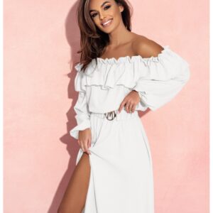 c5891b0a3bd84e4d2d53ad7e8720a21f910644ce Rozkloszowana sukienka hiszpanka AROSA - biała