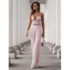 Wiskozowy komplet z szerokimi spodniami ASTORIA - brudny róż