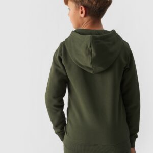 4F Bluza dresowa nierozpinana z kapturem chłopięca - khaki 146 (10-11 lat)