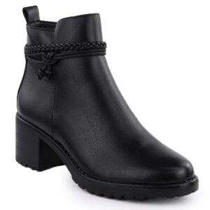 Botki ocieplane na klocku damskie czarne Potocki Z25-SZ12690