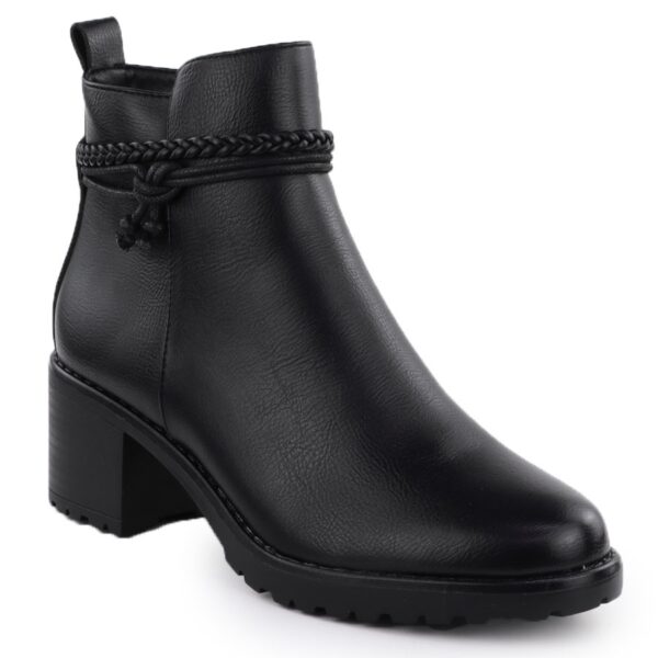 Botki ocieplane na klocku damskie czarne Potocki Z25-SZ12690