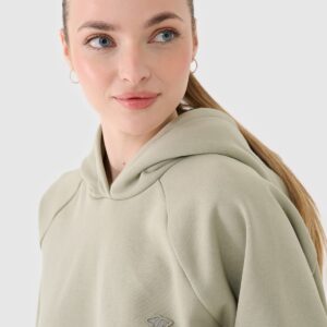 4F Bluza dresowa nierozpinana z kapturem uniseks - oliwkowa/khaki