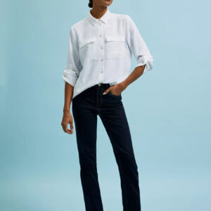 Jeansy bootcut z jasnymi przeszyciami granatowe