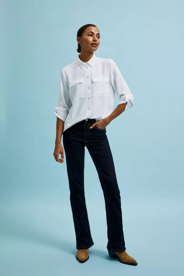 Jeansy bootcut z jasnymi przeszyciami granatowe