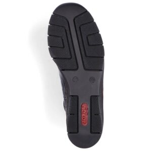 Skórzane botki lakierowane kroko wsuwane ocieplane czarne Rieker 53794-01