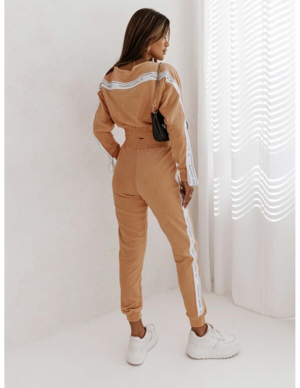 Welurowy dres spodnie + bluza VELVET - beżowy