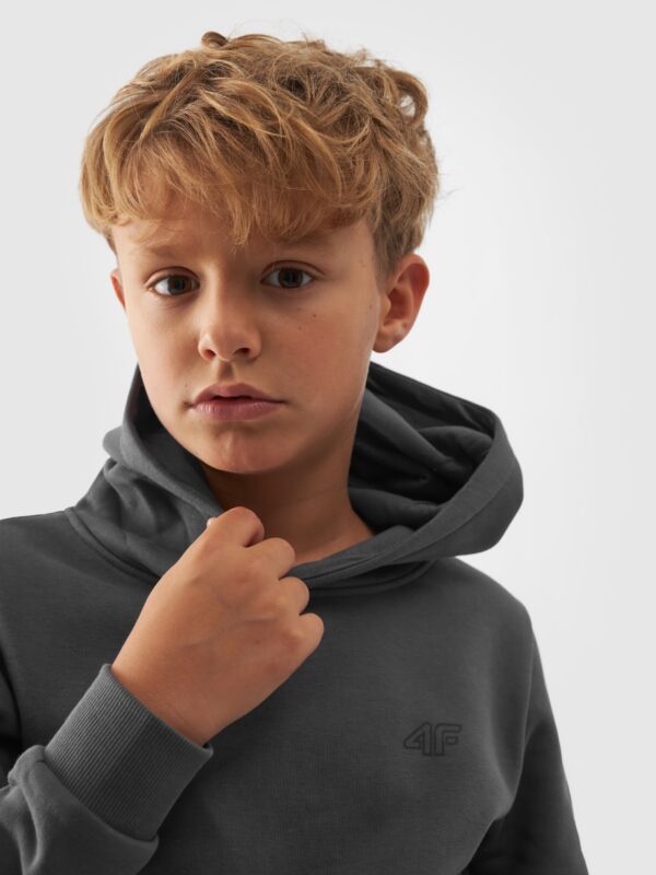 4F Bluza dresowa nierozpinana z kapturem chłopięca - szara 128 (7-8 lat)