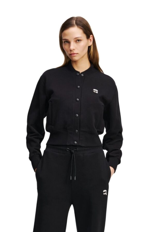 KARL LAGERFELD Сzarny damski bomber Ikon Patch Buttons