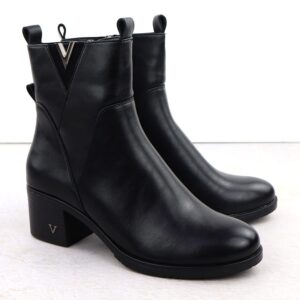 Botki damskie na słupku ocieplane czarna Vinceza 58581
