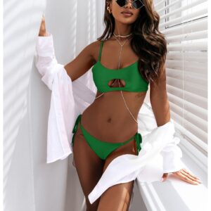 Dół stroju kąpielowego figi z wiązaniem RANDY - butelkowa zieleń