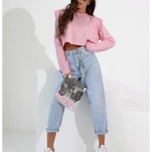 Pudełkowa bluzka top z poduszkami AMY - pudrowy róż