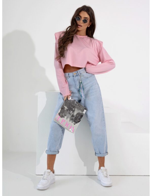 cd59c5df1cb5e630bc605f340c18efe1e263753b Pudełkowa bluzka top z poduszkami AMY - pudrowy róż