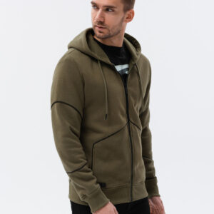 Bluza męska rozpinana z kapturem - ciemnooliwkowa V4