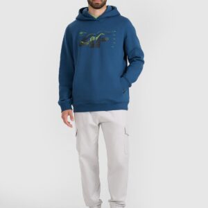 4F Bluza dresowa nierozpinana z kapturem męska - turkusowa