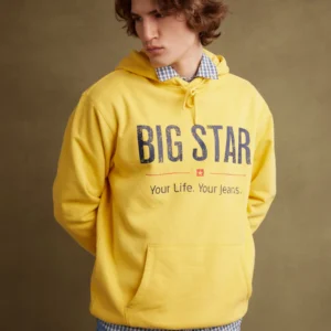 Bluza męska z kapturem z logo BIG STAR żółta Ashlyno 201