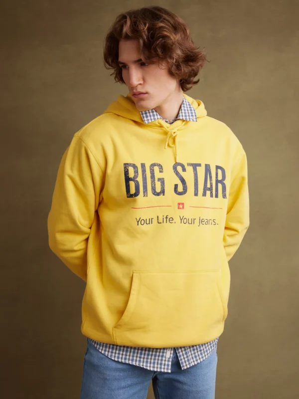 Bluza męska z kapturem z logo BIG STAR żółta Ashlyno 201