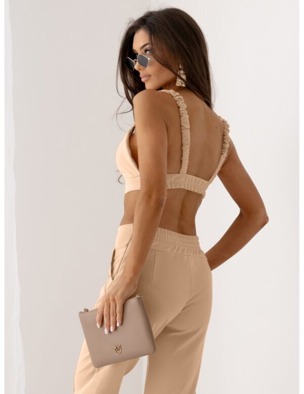Komplet top na ramiączkach i spodnie TIRA - beżowy