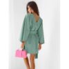 WP sukienka mini z przekładanym dekoltem - szałwiowa