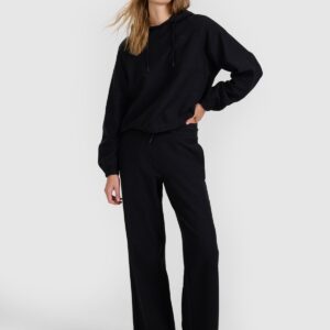 4F Bluza dresowa nierozpinana z kapturem damska - czarna