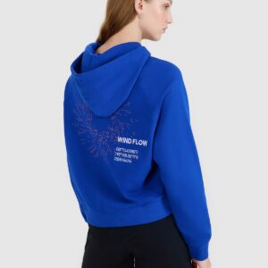 4F Bluza dresowa nierozpinana z kapturem damska - niebieska