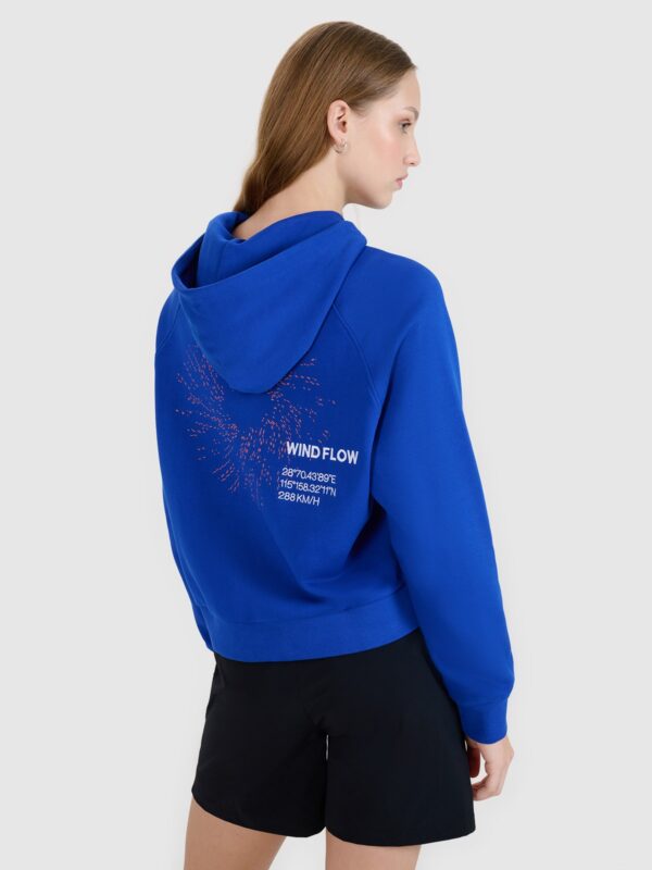 4F Bluza dresowa nierozpinana z kapturem damska - niebieska