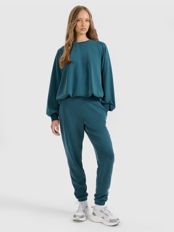 4F Bluza dresowa nierozpinana z modalem damska - turkusowa