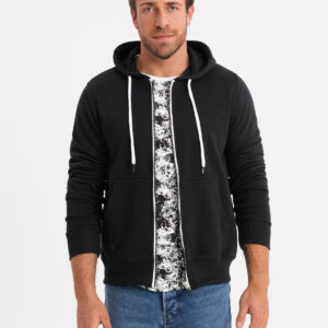 Bluza męska rozpinana z kapturem BASIC - czarna V1
