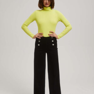 Jeansy wide leg z ozdobnymi guzikami czarne