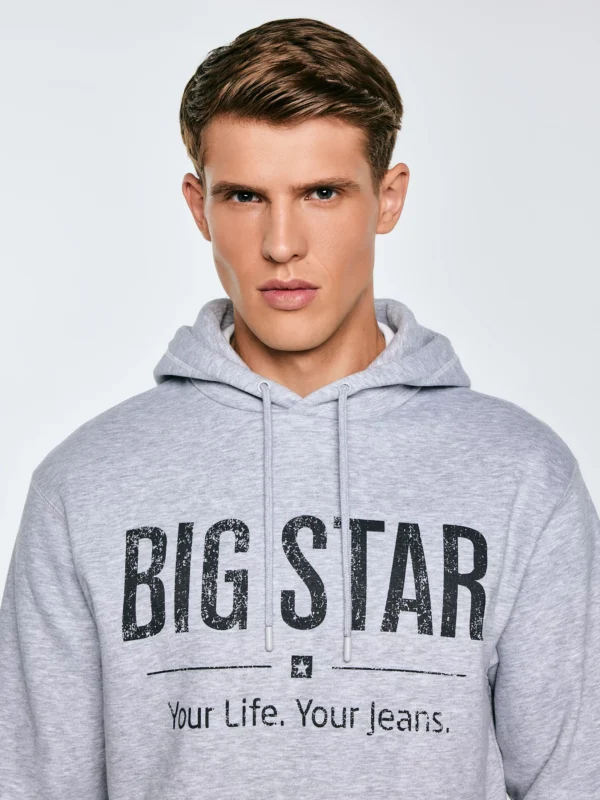 Bluza męska z kapturem z logo BIG STAR szara Ashlyno 901