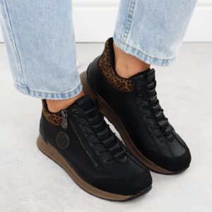 Botki damskie ocieplane na suwak czarne Rieker N1457-00