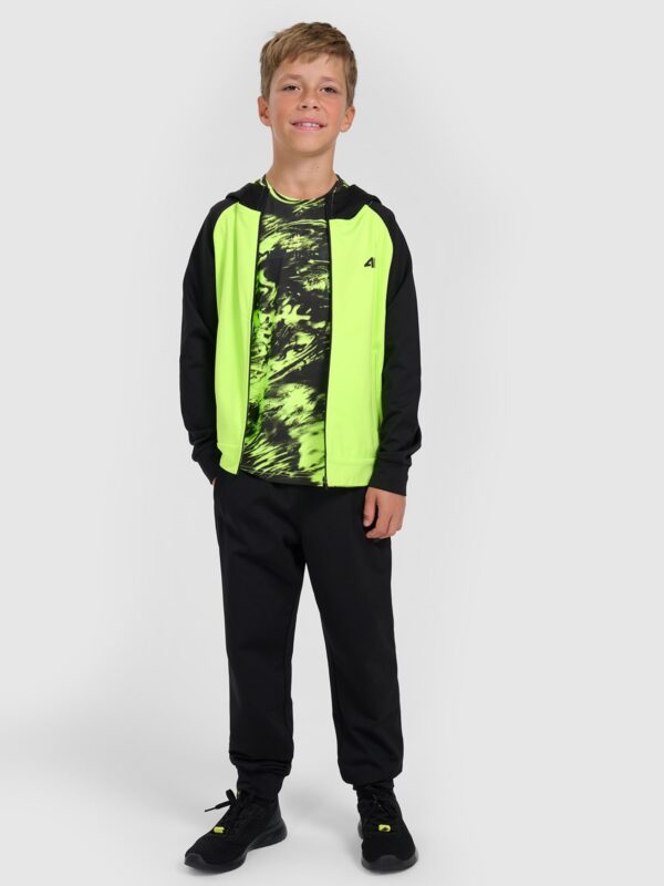 4F Bluza sportowa rozpinana z kapturem chłopięca - zielona 134/140 (8-10 lat)