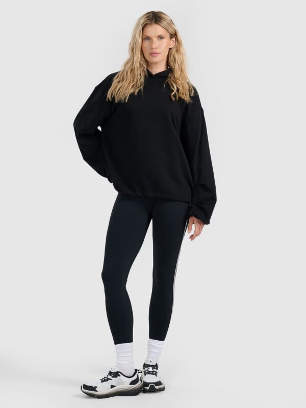 4F Bluza dresowa nierozpinana z kapturem damska - czarna