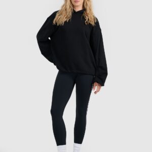 4F Bluza dresowa nierozpinana z kapturem damska - czarna