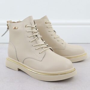 Skórzane botki damskie workery beżowe Goe SS2N4100